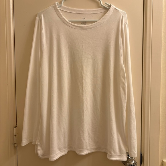 J Jill Long Sleeve Tee Shirt White 1X Soft Pima Cotton Stretch - Picture 1 of 6
